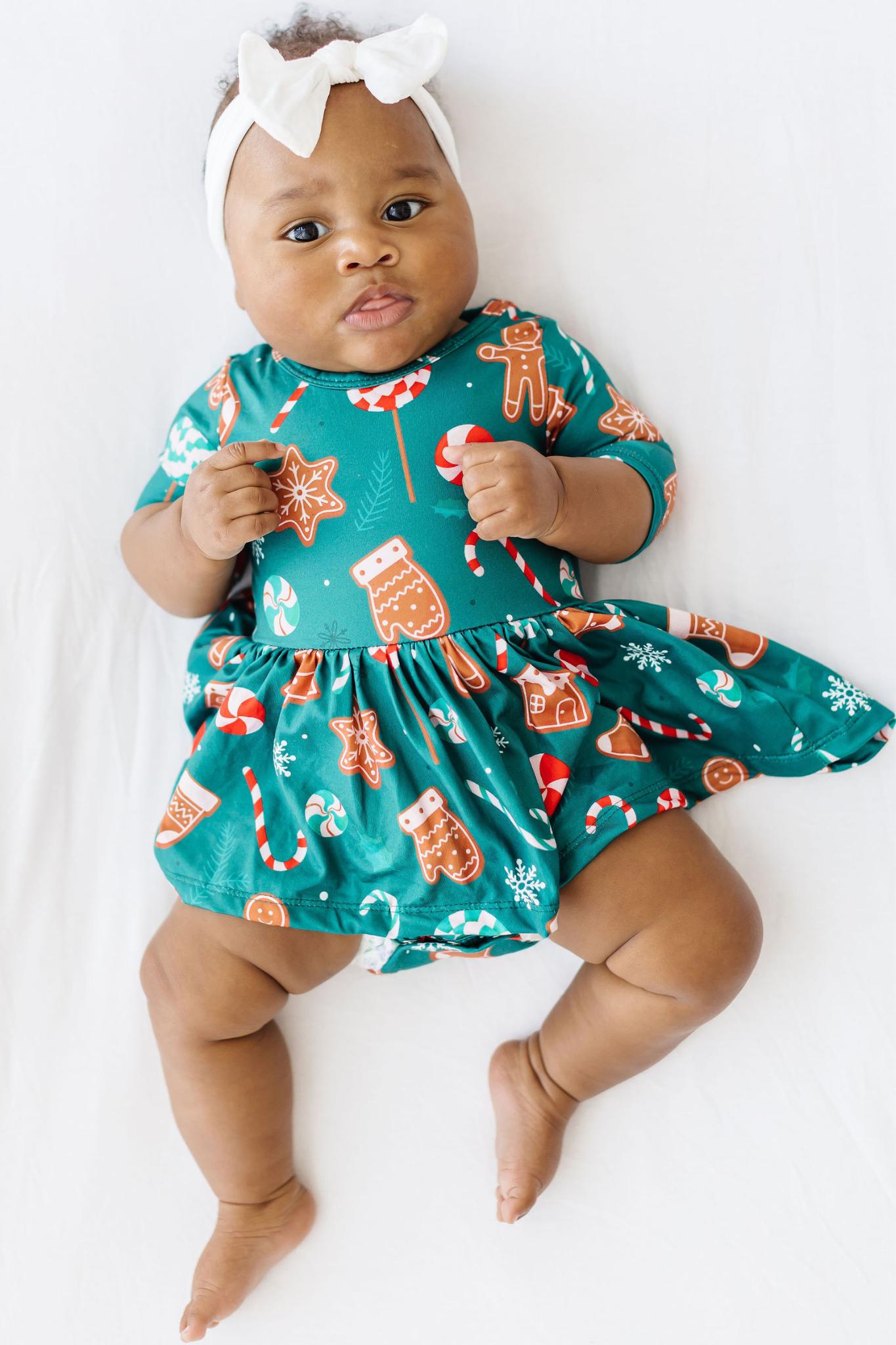 Gingerbread House 3/4 Sleeve Twirl Bodysuit Baby Clothing Mila & Rose
