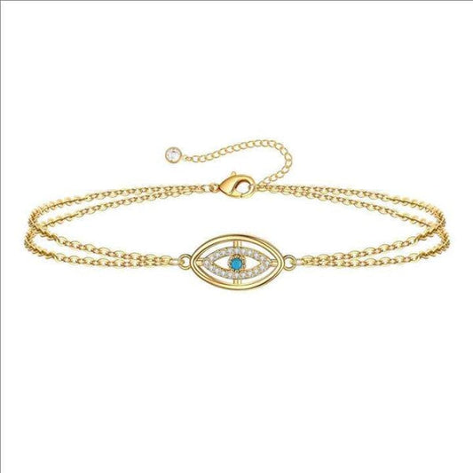 Minimal Evil Eye Silver-Plated Stainless Steel Bracelet