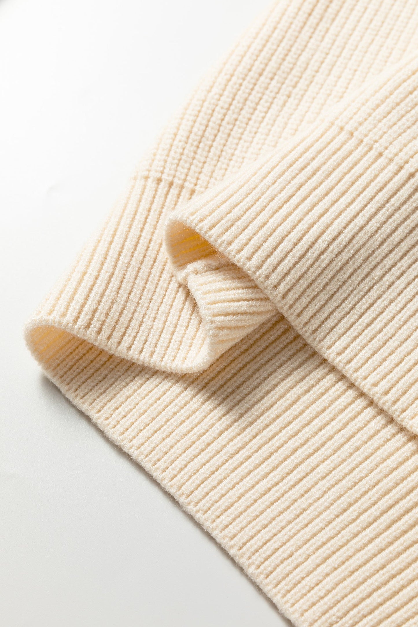 Ribbed Knit Ribbon Knot Backless Drop Shoulder Sweater