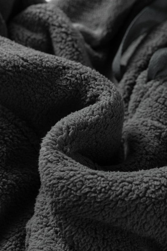 Fuzzy Drawstring Cozy Loungewear Set Hoodie and Pants