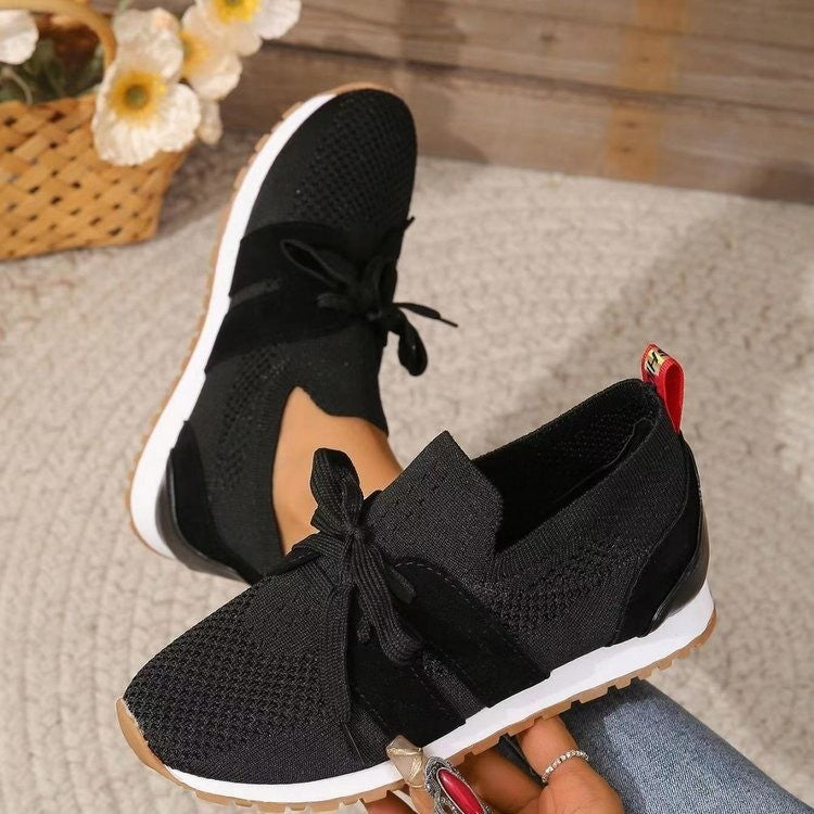 Women's Lace-Up Mesh Walking Flats Comfortable Walking Shoes