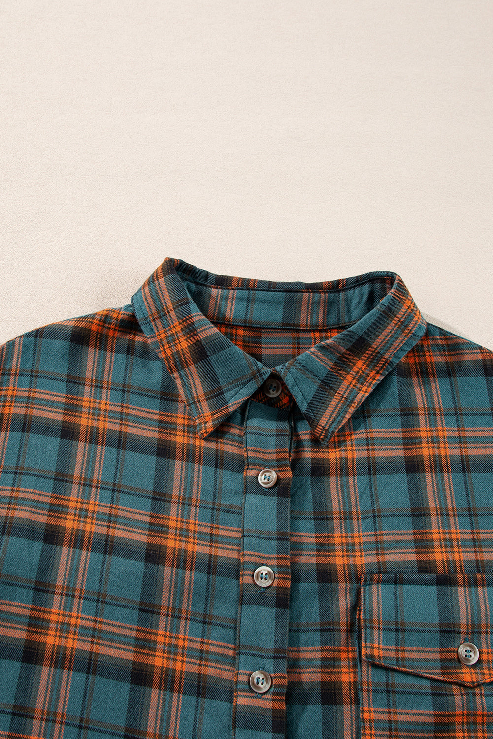 Red Plaid Distressed Hem Long Sleeve Shirt Shacket