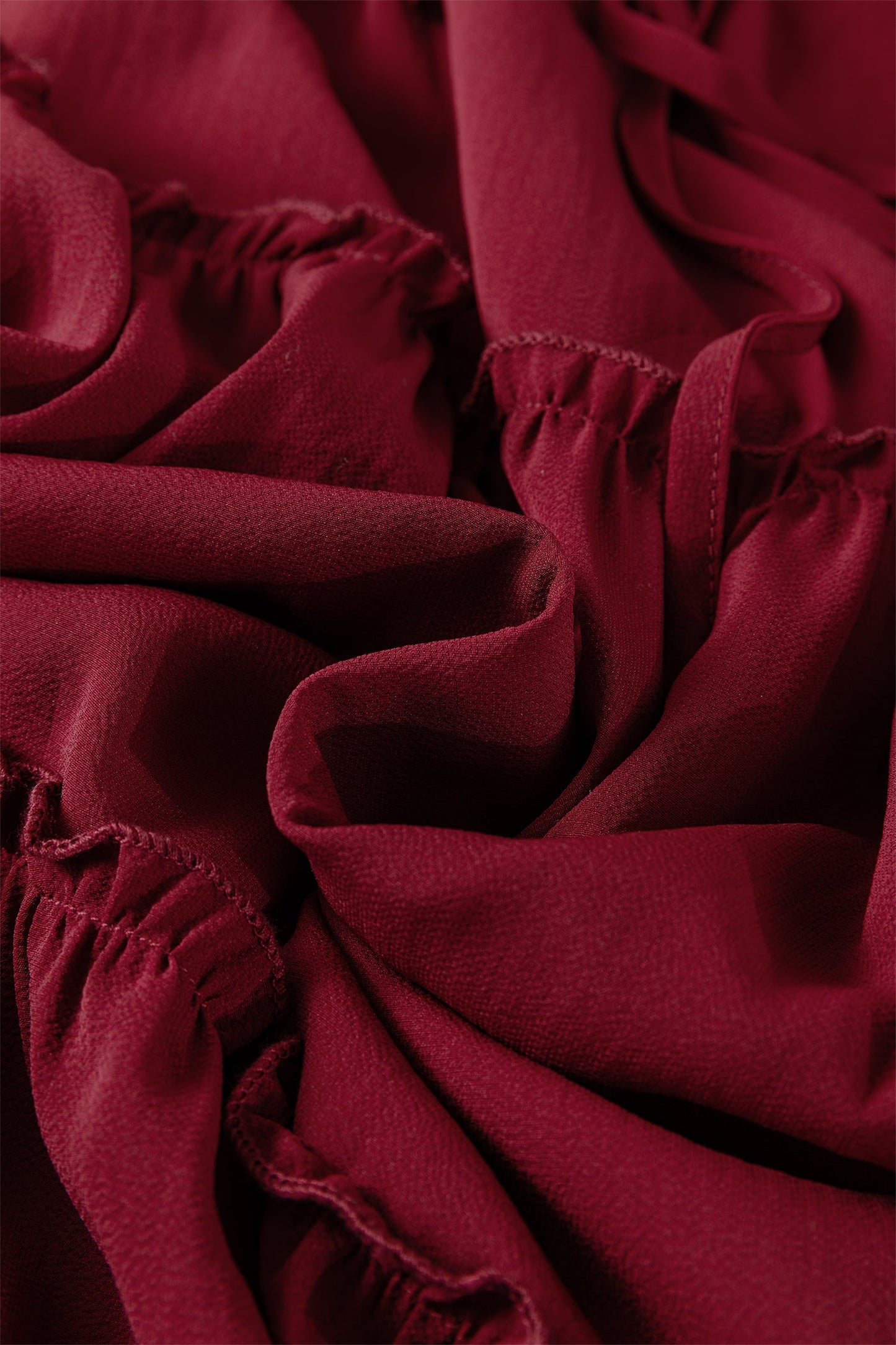 Fiery Red Black Frill Tiered Maxi Skirt Drawstring Waist