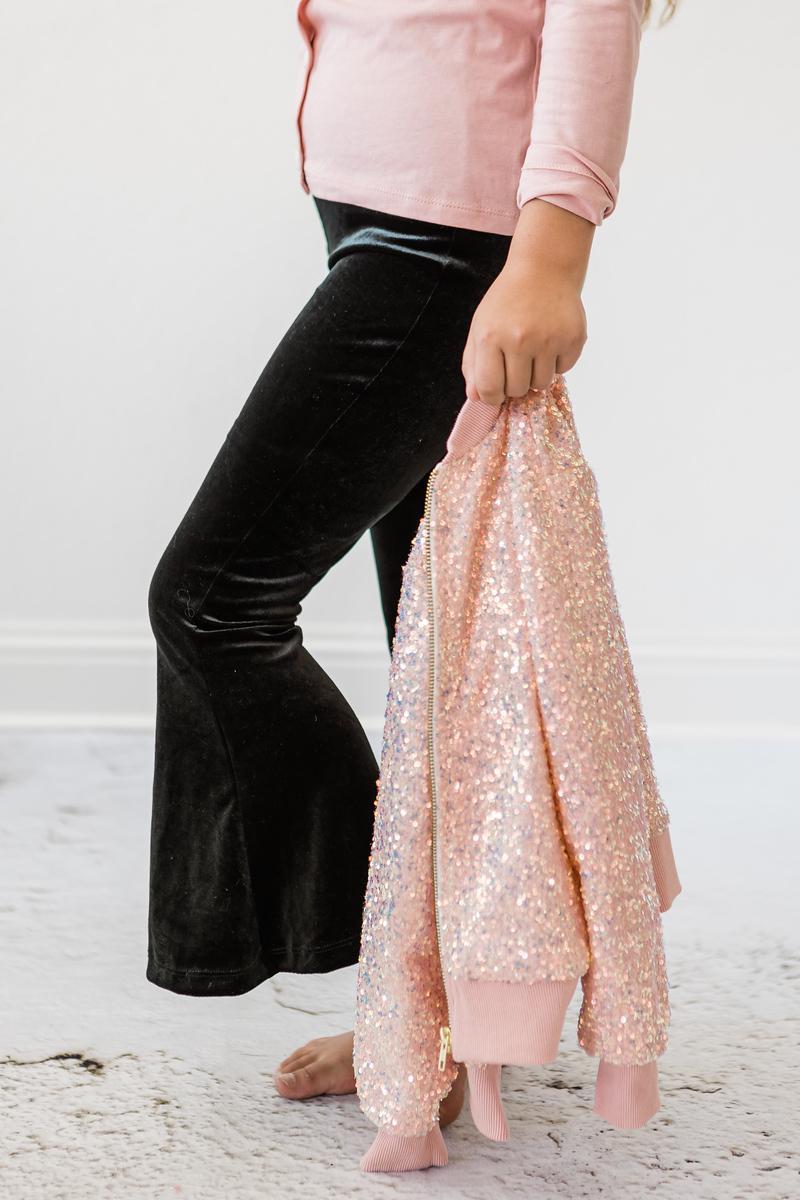 Black Velvet High Waist Bells Mila & Rose