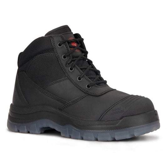 Crisson Black 6 inch Zip sided Steel Toe Leather Work Boots ROCKROOSTER