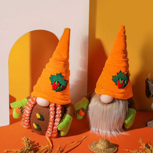 Harvest Festival Fall Pumpkin Rudolph Faceless Doll Decoration