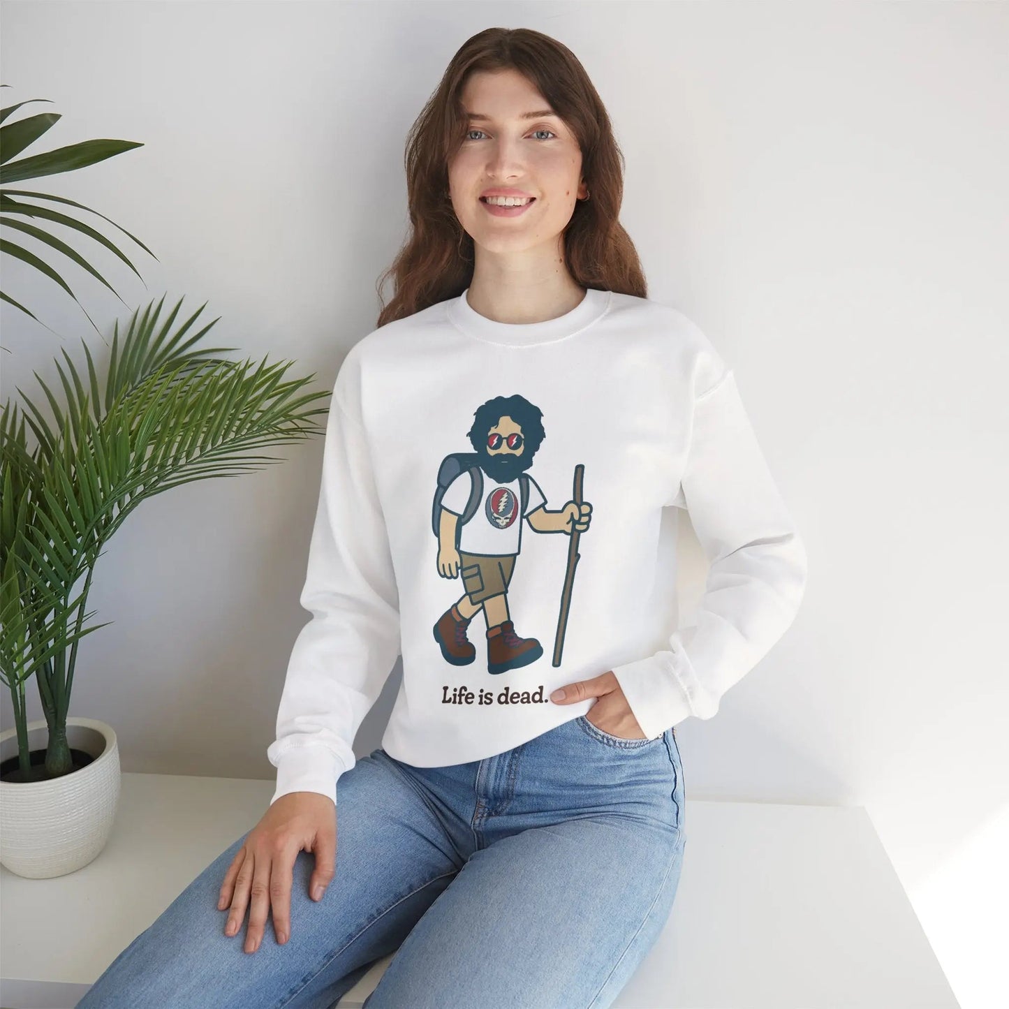 Life is dead. Crewneck Sweatshirt Unisex Heavy Blend Hikin' Jerry