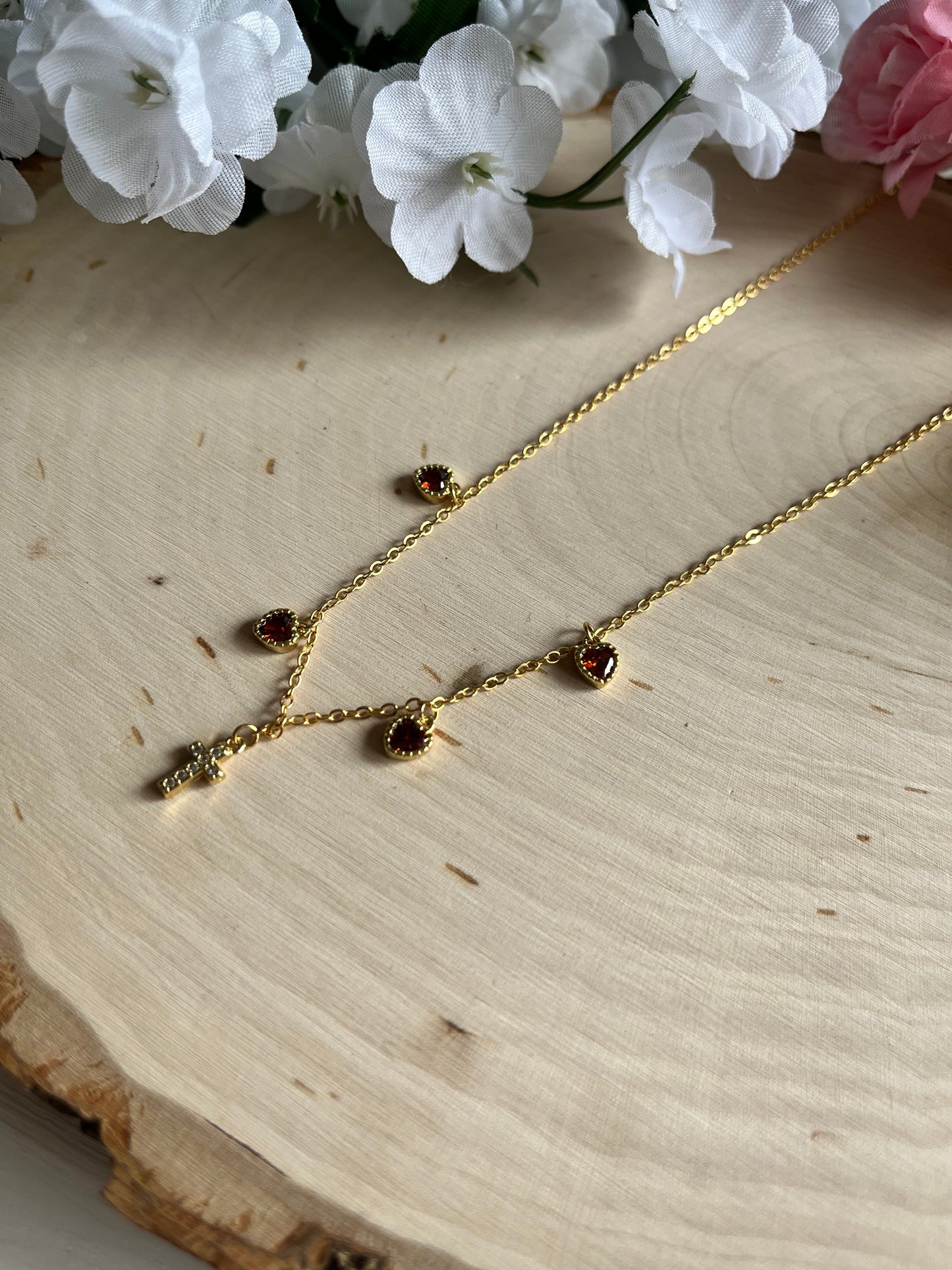 Everlasting Love Gold Necklace – 16K Chain 18K Gold Heart Cross