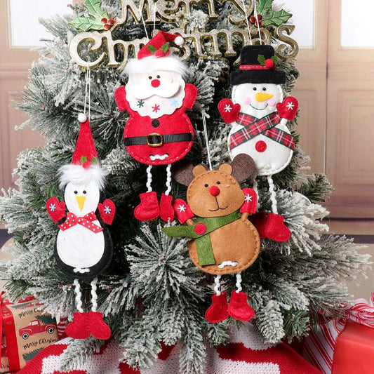 Christmas Hanging Decoration Non-Woven Fabric Cartoon Suit Old Man Snowman Elk Penguin