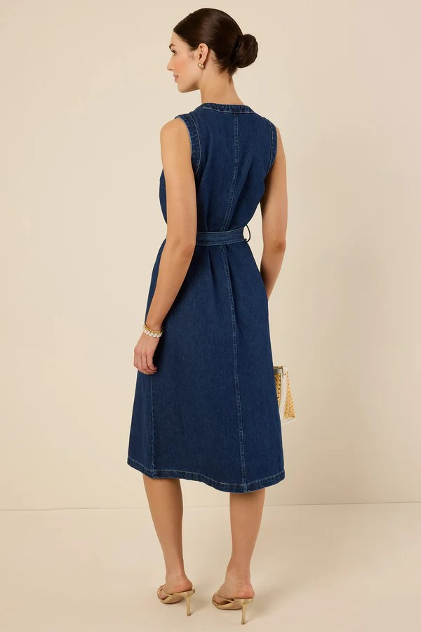 Denim Sleeveless Midi Dress Ida Dress