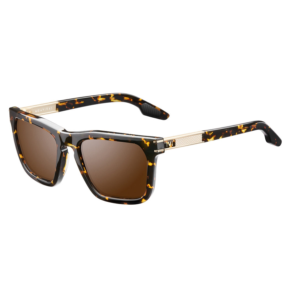 Polished Ambercomb Tortoise Brushed Gold Bronze AR Lens Sunglasses Gravitas