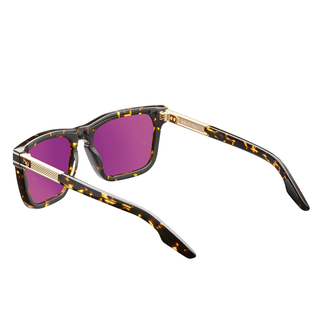Polished Ambercomb Tortoise Brushed Gold Bronze AR Lens Sunglasses Gravitas