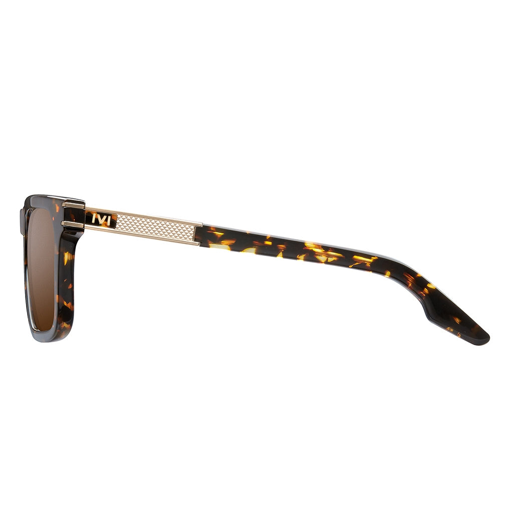 Polished Ambercomb Tortoise Brushed Gold Bronze AR Lens Sunglasses Gravitas