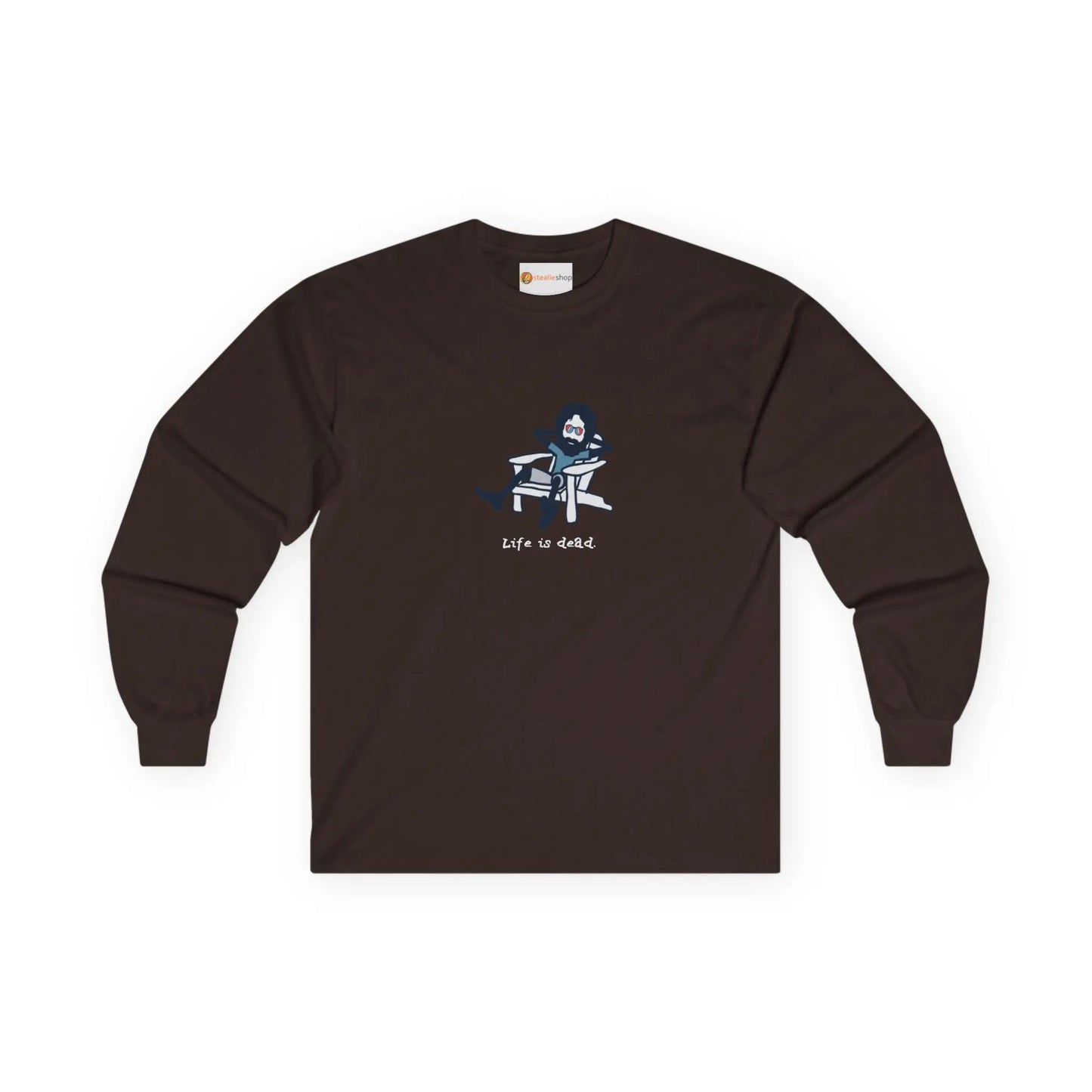 Grateful Dead Ultra-Cotton Long Sleeve Tee Adirondack Jerry Life is dead