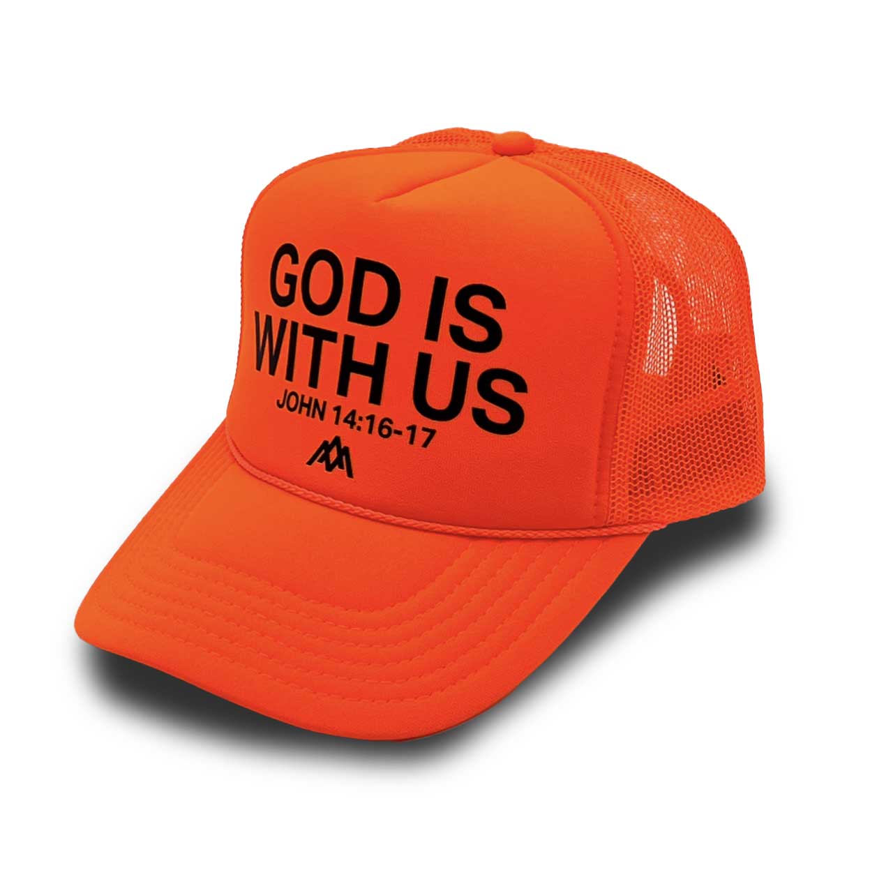 God is With Us Foam Neon Orange Trucker Hat