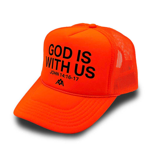 God is With Us Foam Neon Orange Trucker Hat