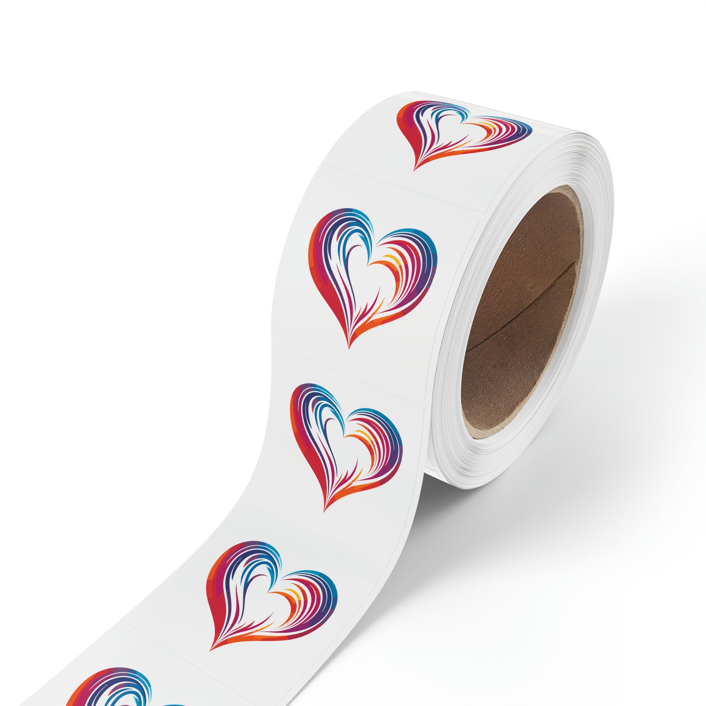 Valentine's day multi color heart shape Square Sticker Label Rolls