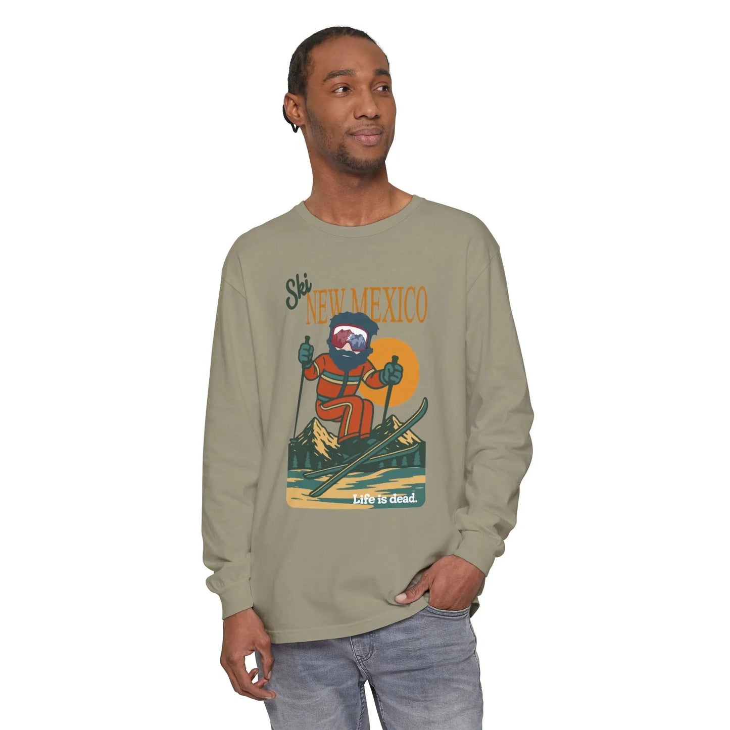 Ski New Mexico - Life is dead. Mountain Collection Garment-Dyed Long Sleeve T-Shirt