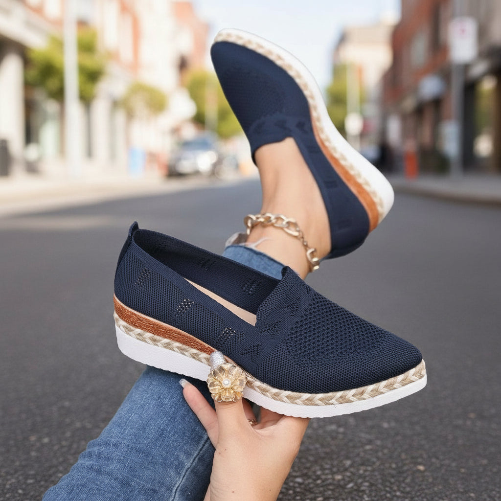 Woven Rope Platform Snakeskin Pointed-Toe Flats Women’s Trendy Flats