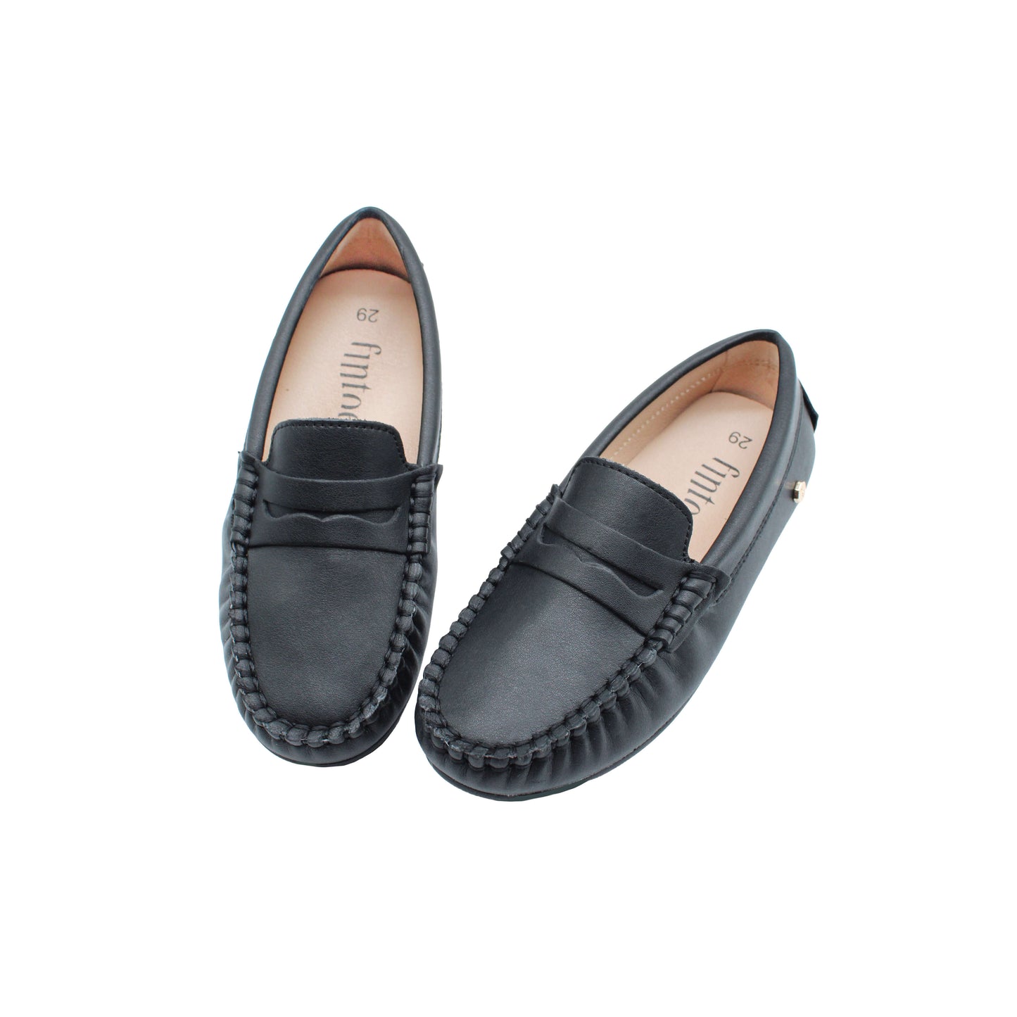 Black Leather Loafer with Penny Fintoes