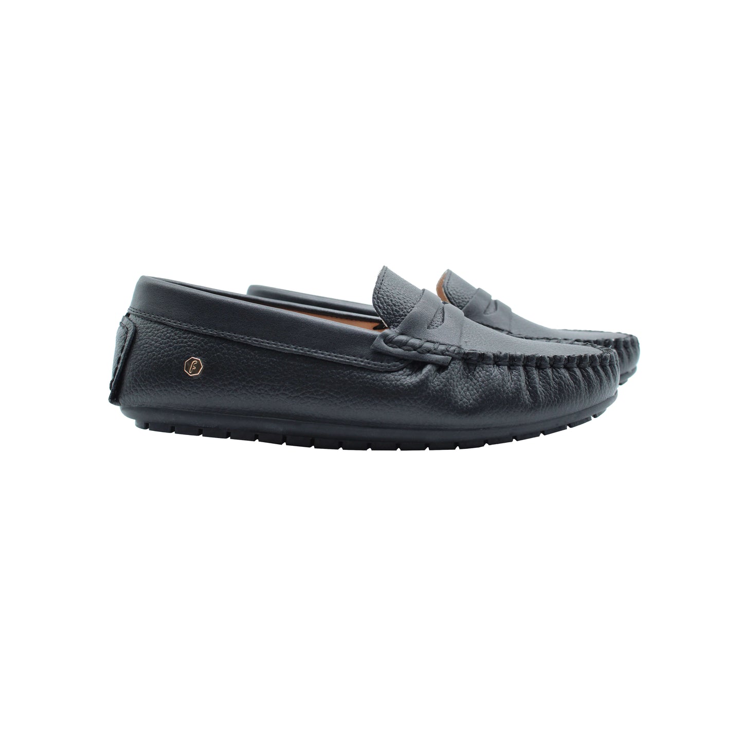 Black Pebbled Leather Loafer Fintoes