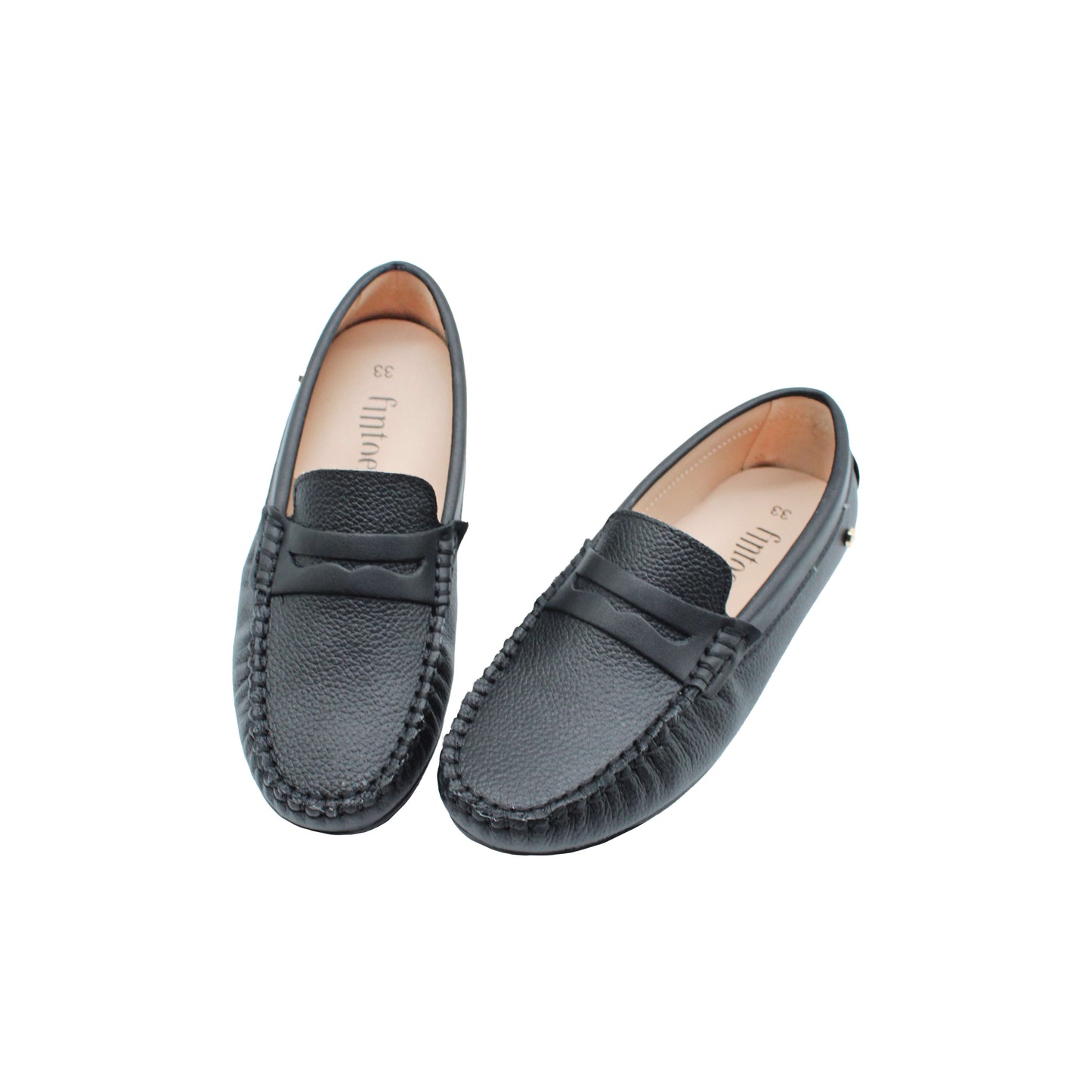 Black Pebbled Leather Loafer Fintoes