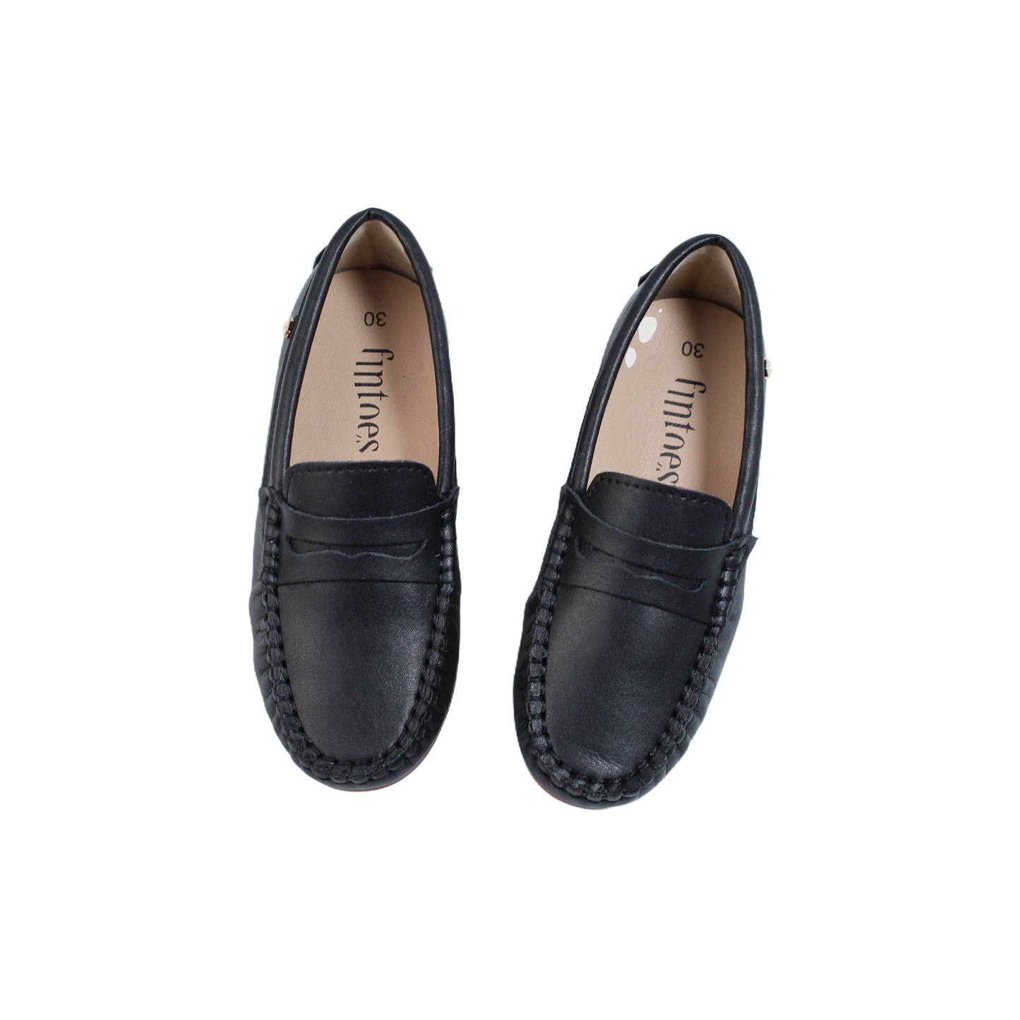 Black Leather Brown Sole Penny Loafer Fintoes