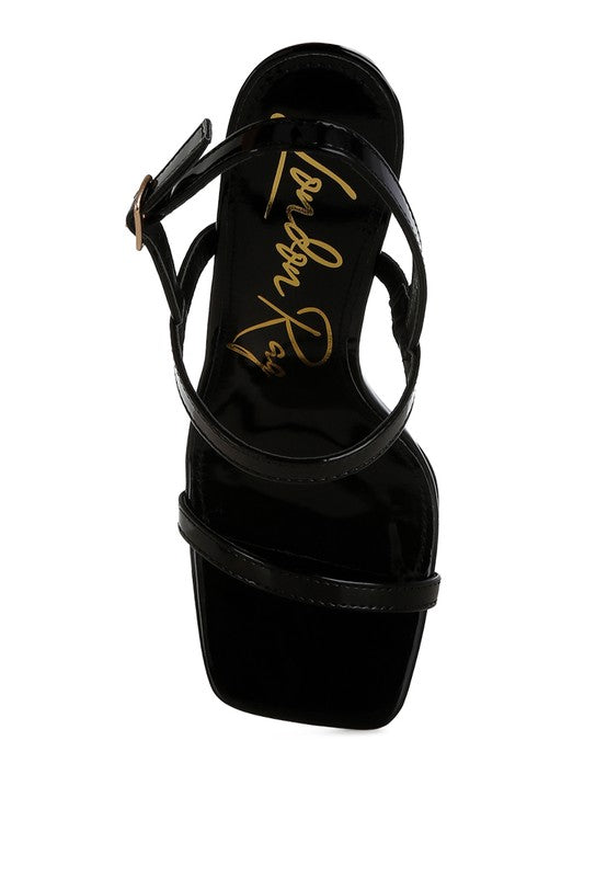 Fantasy Cut-Out Wedge Heel Sandals Patent Faux Leather Ladra