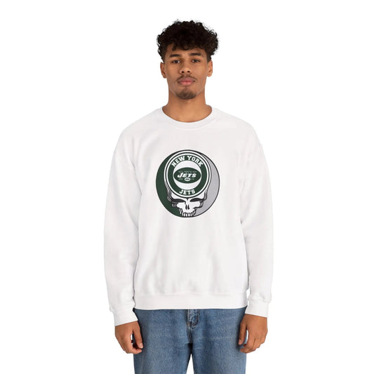 New York Jets Grateful Dead Stealie Crewneck Sweatshirt The Gridiron Collection