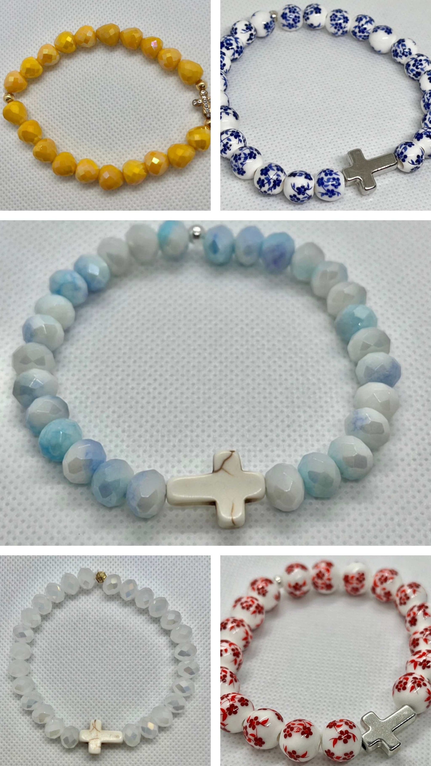 Faith-Inspired Cross Bead Bracelet Collection Jewelry