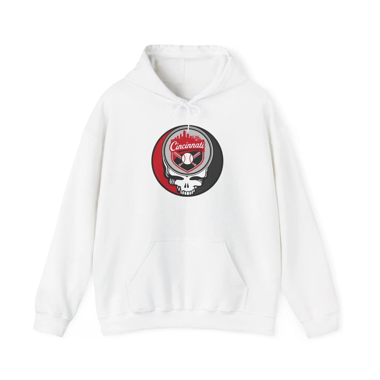 Grateful Dead Unisex Heavy Blend Hoodie Steal Your Face Artwork The Ballpark Collection Cincinnati Baseball Edition
