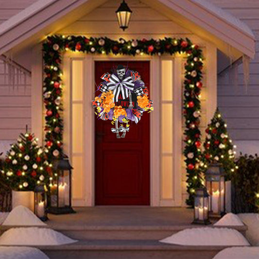 Christmas Pumpkin Mouse Rattan Wreath Artificial Front Door Decoration