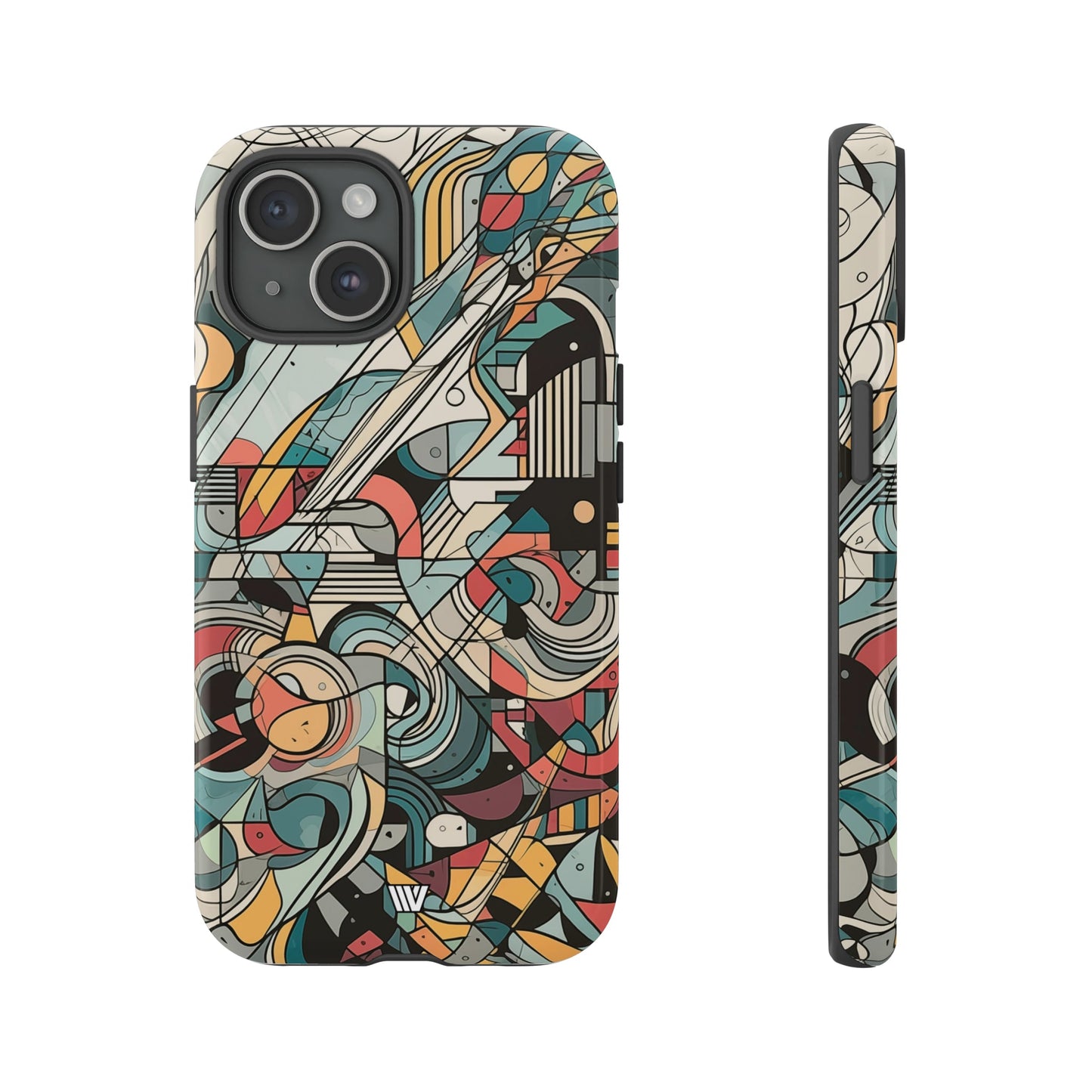 Abstract Doodle Tough Phone Case Dual-Layer Protection