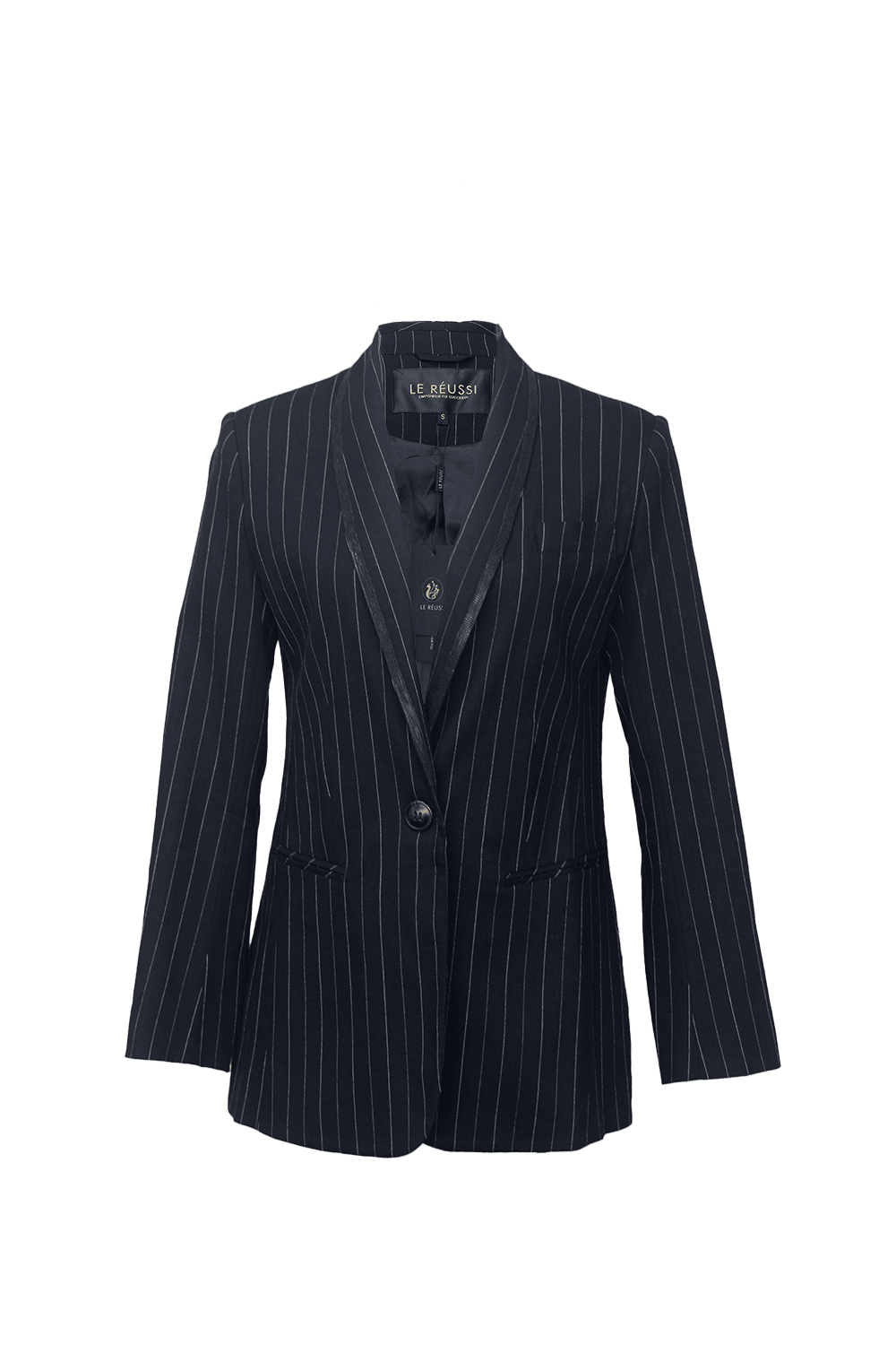 Black Pinstripes Tailored Blazer Women’s Office Jacket Le Reussi