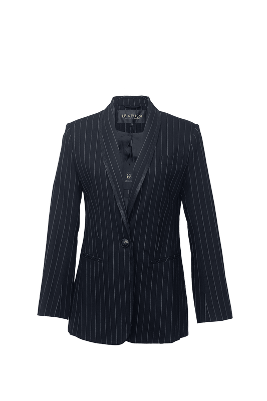 Black Pinstripes Tailored Blazer Women’s Office Jacket Le Reussi