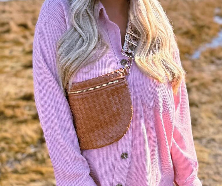 Woven Leather Adjustable Bum Bag The Fiona Babs+Birdie