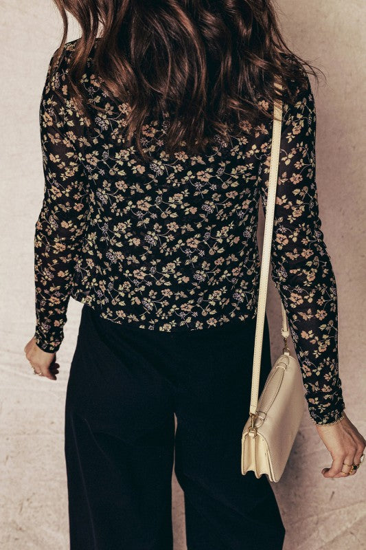 Floral Mesh Tank and Button-Front Cardigan Set Lightweight Two-Piece Set