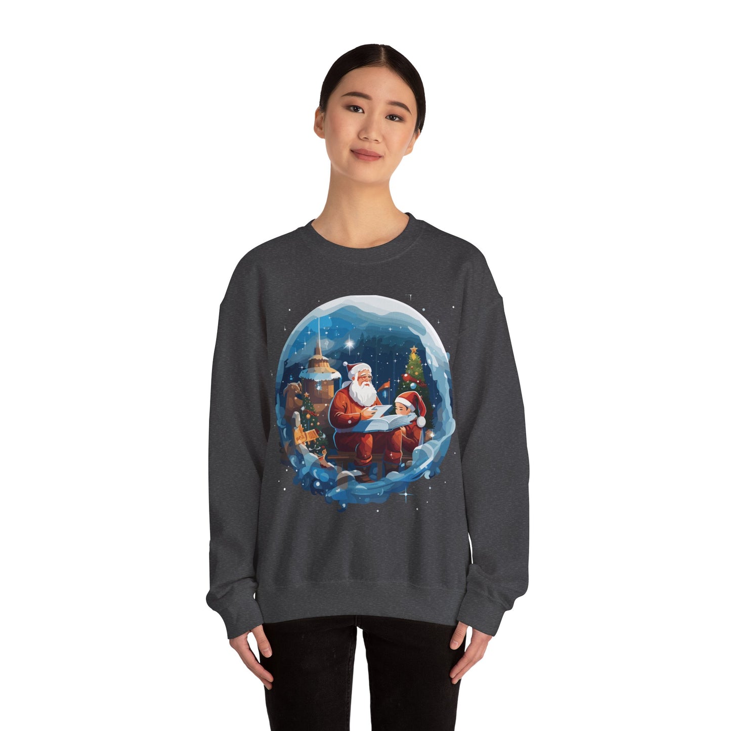 Santa reading book with people in space - Christmas Shirt, Holiday Xmas Shirt, Merry Christmas, Holiday Xmas, Unisex Xmas Shirt, Christmas Sweatshirt, Christmas Apparel, Xmas Celebration Shirt, Matching Family Outfits, Christmas Gifts