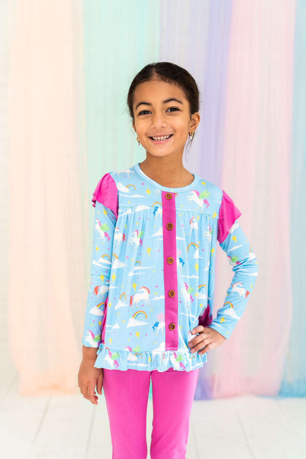 Sage Bamboo Long Sleeve Peplum Set Laree + Co.