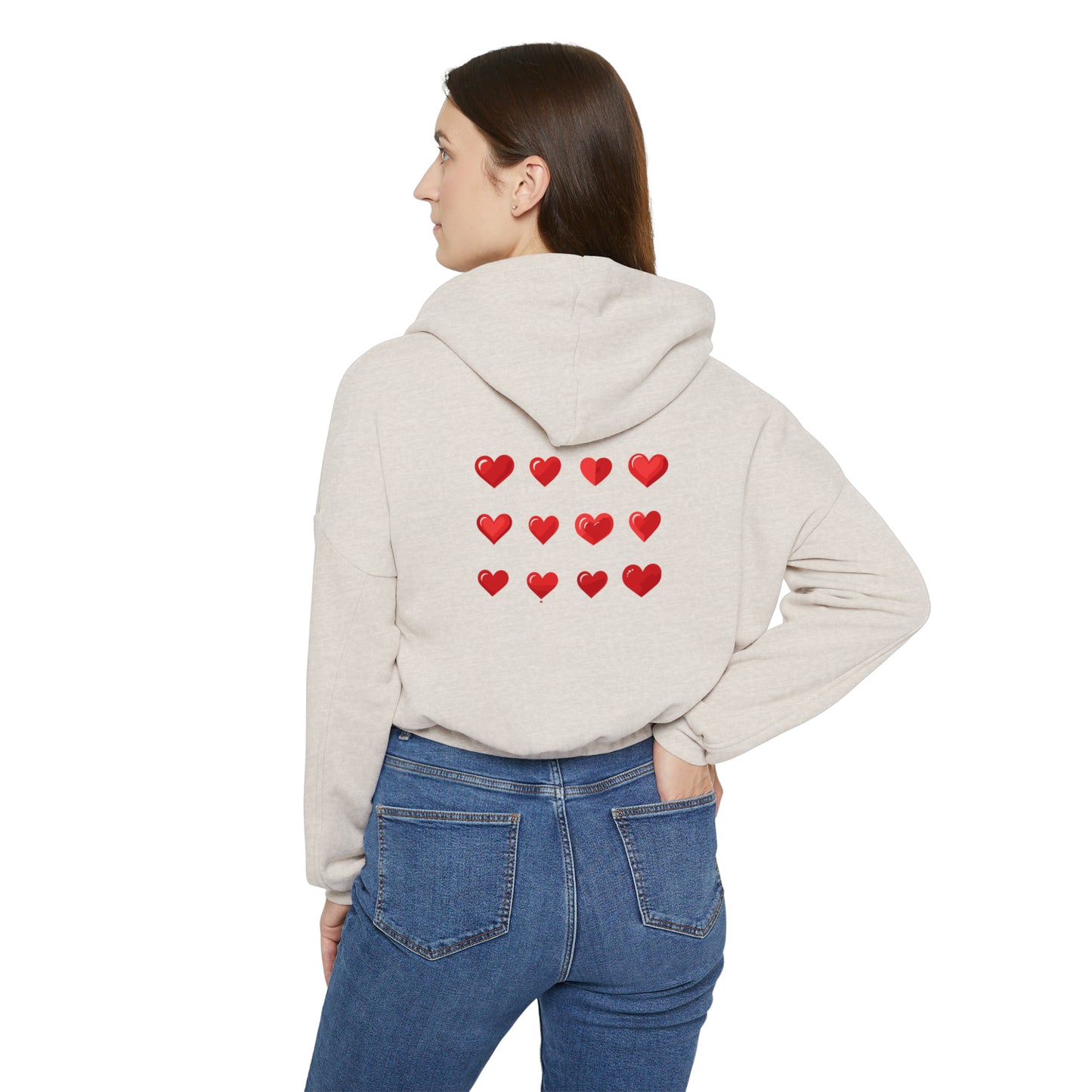 Valentine's best Gift, red hearts design Women's Cinched Bottom Hoodie