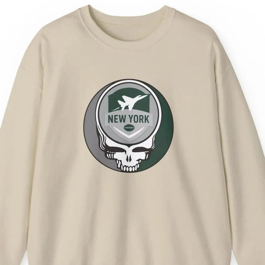 Grateful Dead Stealie Crewneck Sweatshirt Heavy Blend Unisex The Gridiron Collection New York Jets