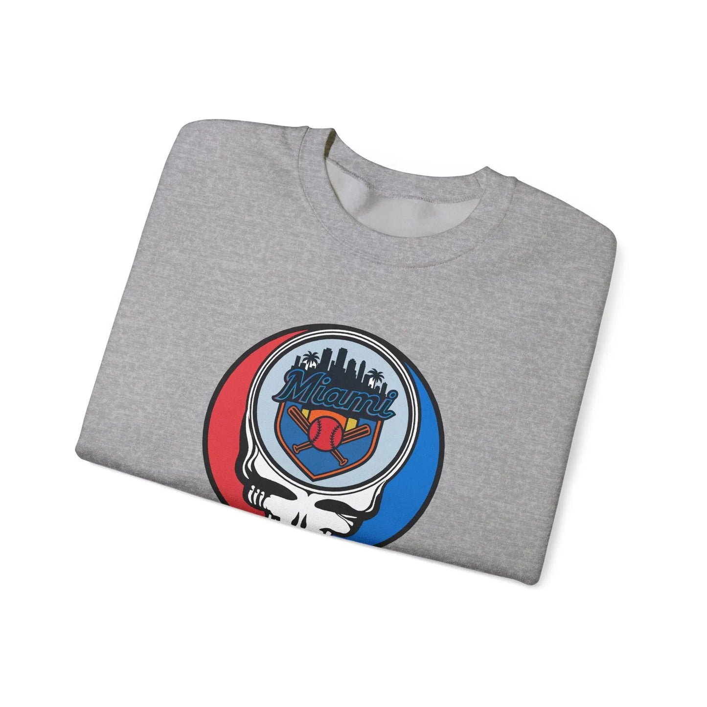 Grateful Dead Stealie Crewneck Sweatshirt Heavy Blend Miami Baseball Edition MLB