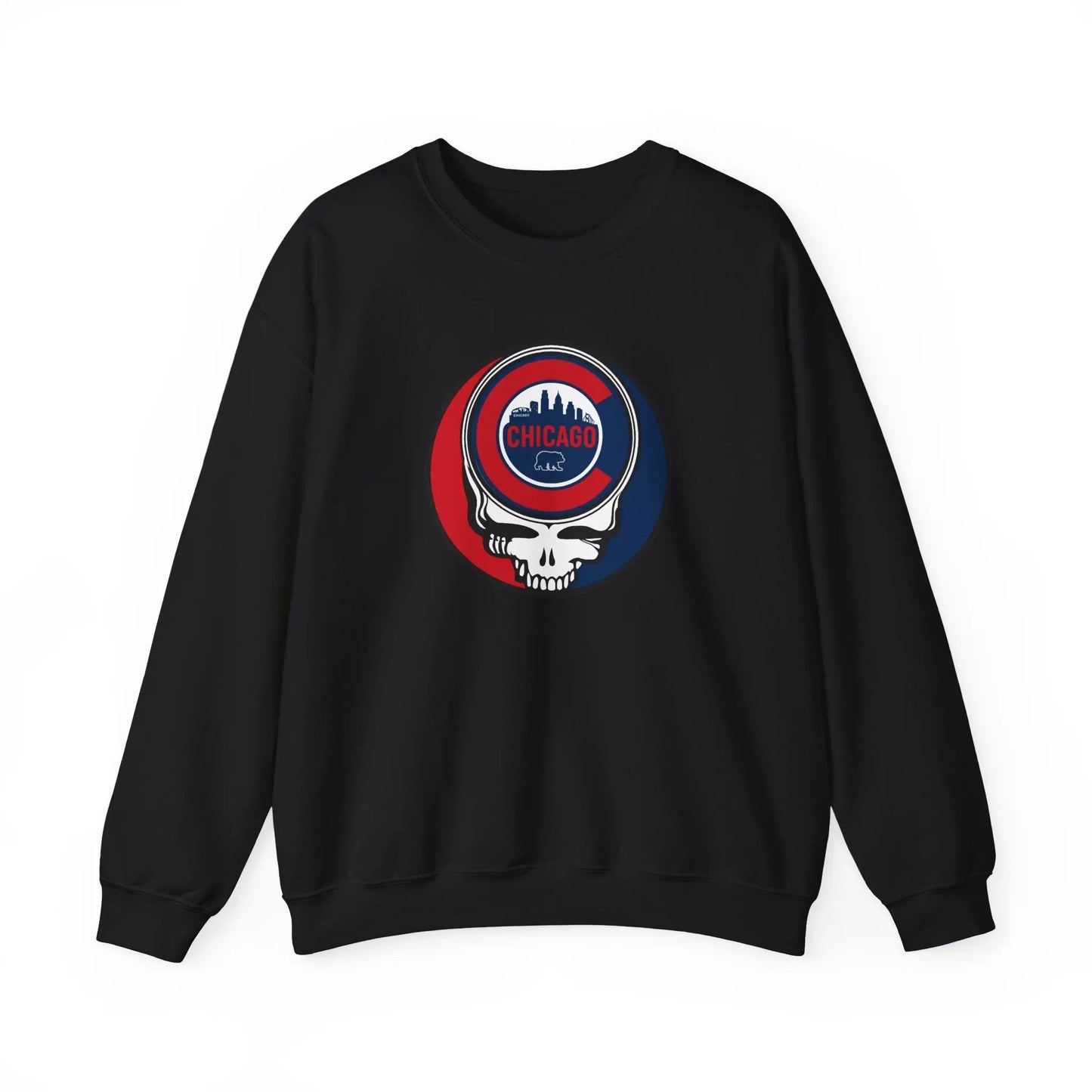 Grateful Dead Stealie Crewneck Sweatshirt Medium-Heavy Blend Chicago Baseball Edition MLB