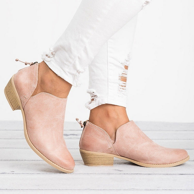 Autumn Retro High Heel Ankle Boots Women Shoes