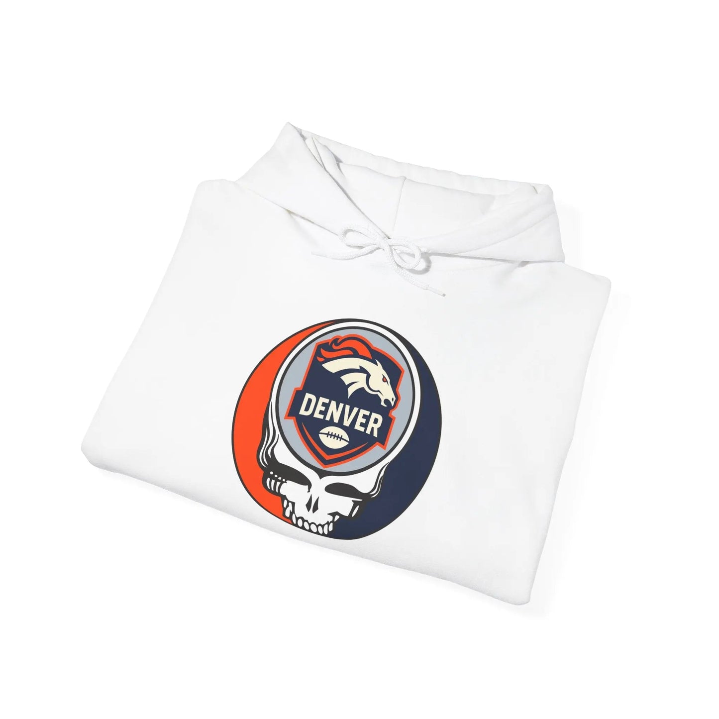 Denver Broncos Stealie Grateful Dead Hooded Sweatshirt Medium-Heavy Fabric NFL