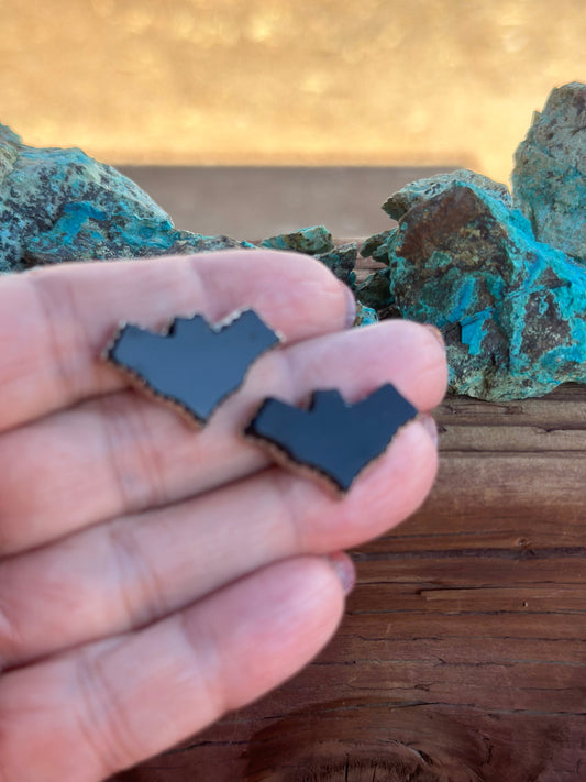 Sterling Silver and Onyx Bat Handmade Post Earrings Halloween Collection