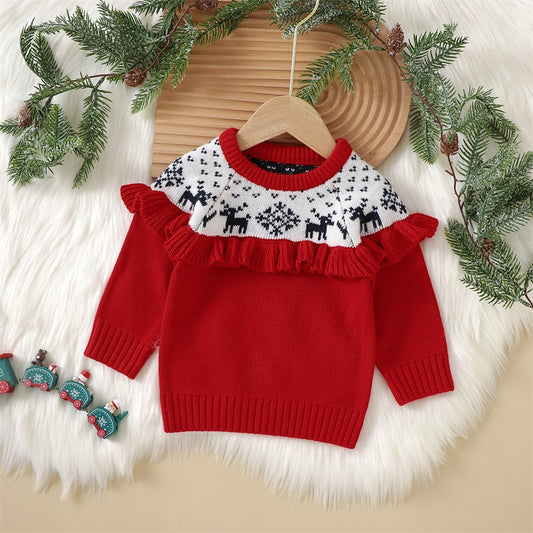 Baby Girl's Red Flounce Christmas Top