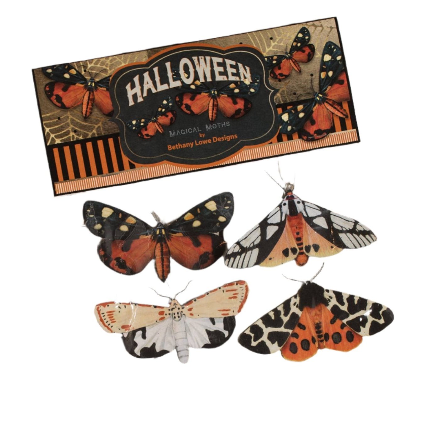 Halloween Moth Eclipse Colorful Moth Ornaments Set of 4 Quirks!