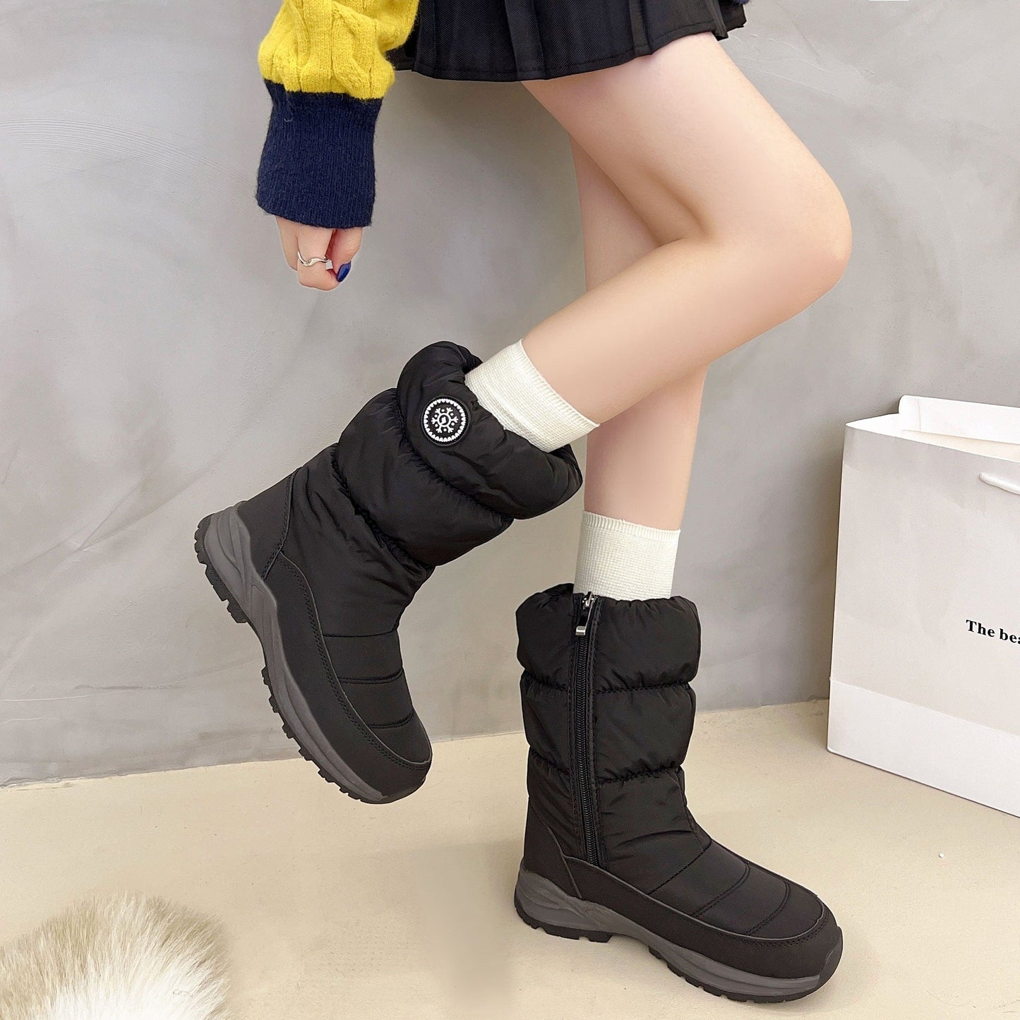 Thickened Cotton Mid-Calf Snow Boots Women
