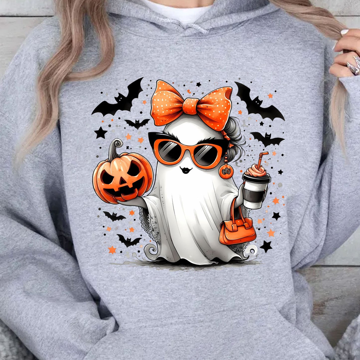 Stylish Fashion Ghost Girl, Cute Ghost Shirt, Halloween Shirt, Cute Halloween Sweatshirt T1347